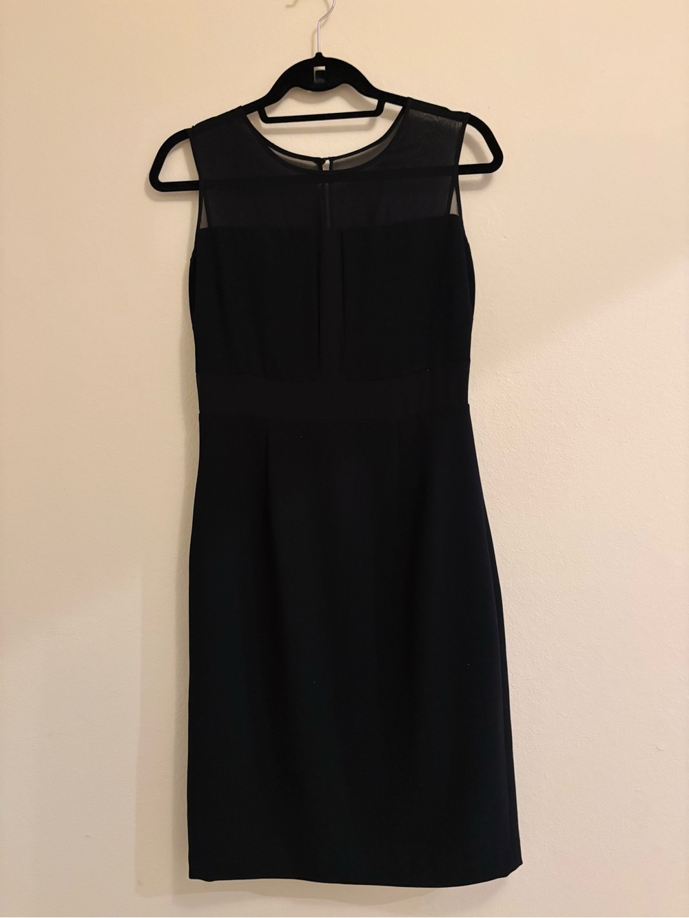 Marc New York Black Sheath Dress with Illusion Neckline